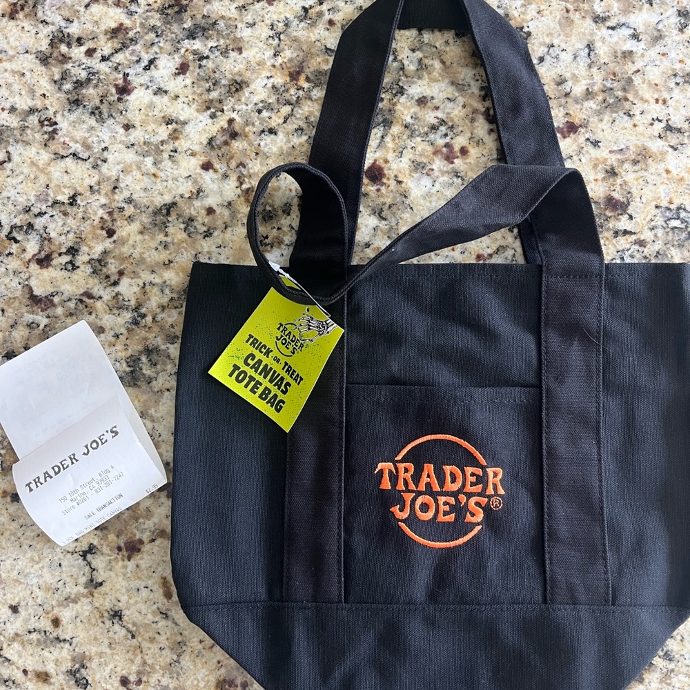 NWT TRADER JOE’s LIMITED HALLOWEEN MINI TOTE BAG: Black Canvas